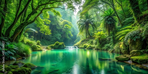 Emerald Forest Haven: Serene, Green, Tranquil, Nature, Lush