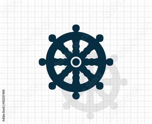 Vector dark color icon with shadow on light checkered background