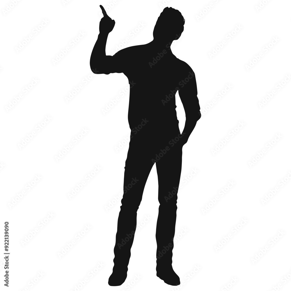 man in jacket pointing up vector silhouette man in jacket pointing up vector silhouette