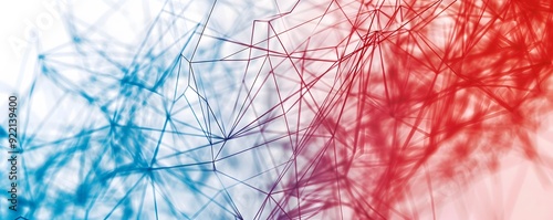 Abstract Red and Blue Geometric Network Pattern photo