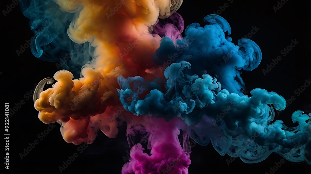 Colorful smoke black background Colorful smoke black background