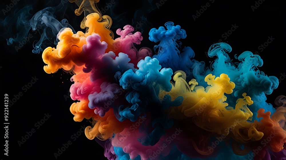 Colorful smoke black background Colorful smoke black background