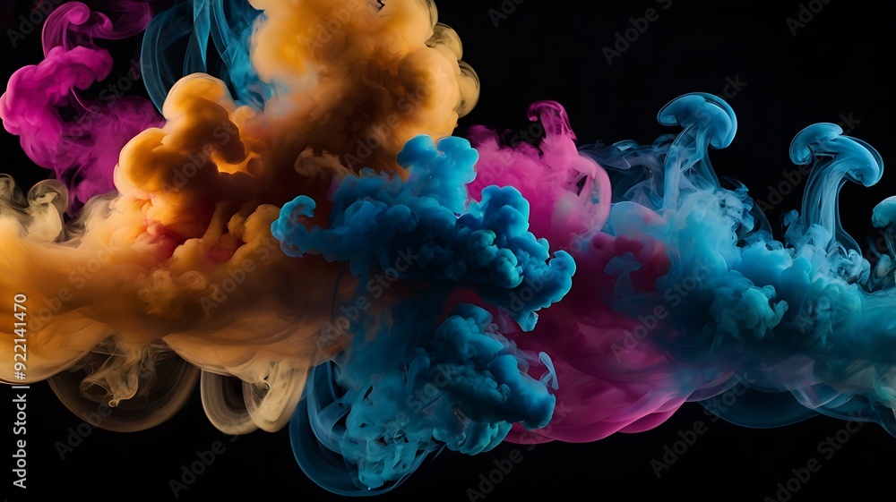 Colorful smoke black background Colorful smoke black background