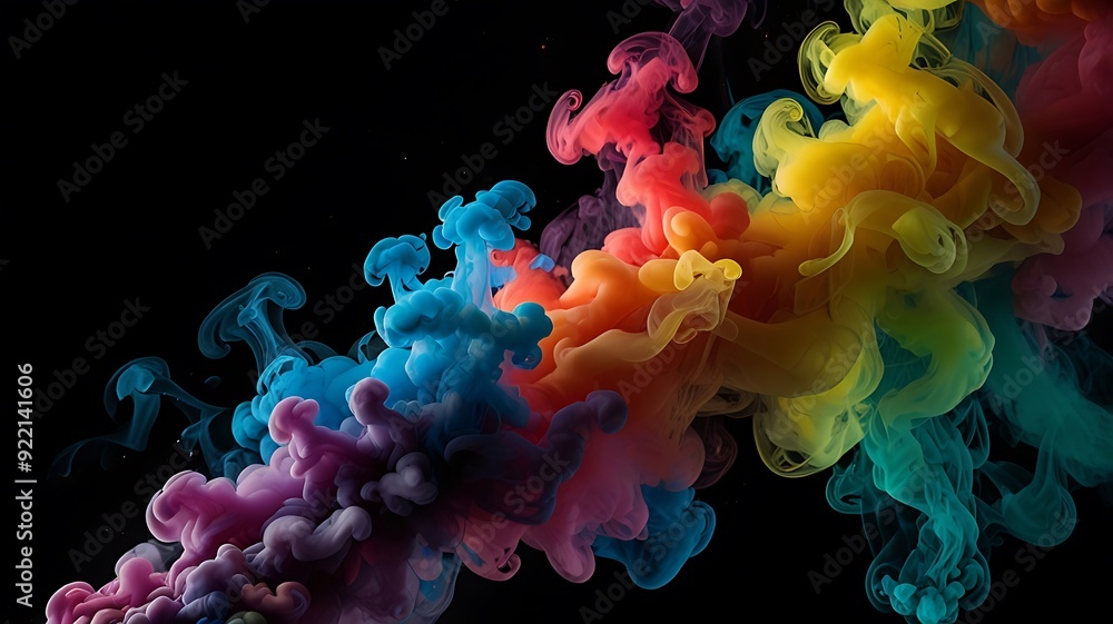 Colorful smoke black background Colorful smoke black background