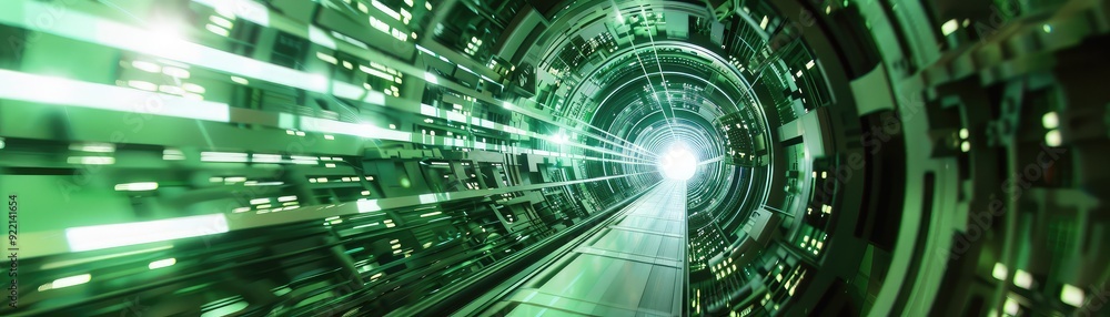 Abstract green tunnel with bright light at end. Abstract green tunnel with bright light at end.