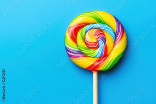 Wallpaper Mural Vibrant rainbow lollipop on blue background Torontodigital.ca