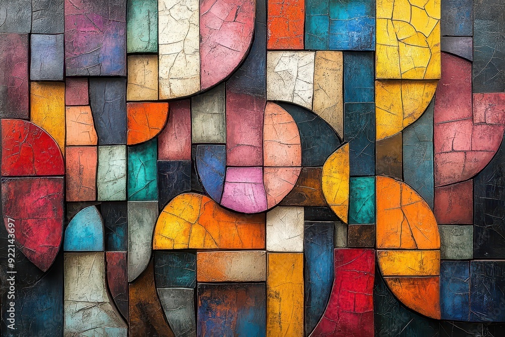 abstract geometric interpretation of religious scene fragmented shapes stained glass inspired palette modernist composition spiritual symbolism abstract geometric interpretation of religious scene fragmented shapes stained glass inspired palette modernist composition spiritual symbolism