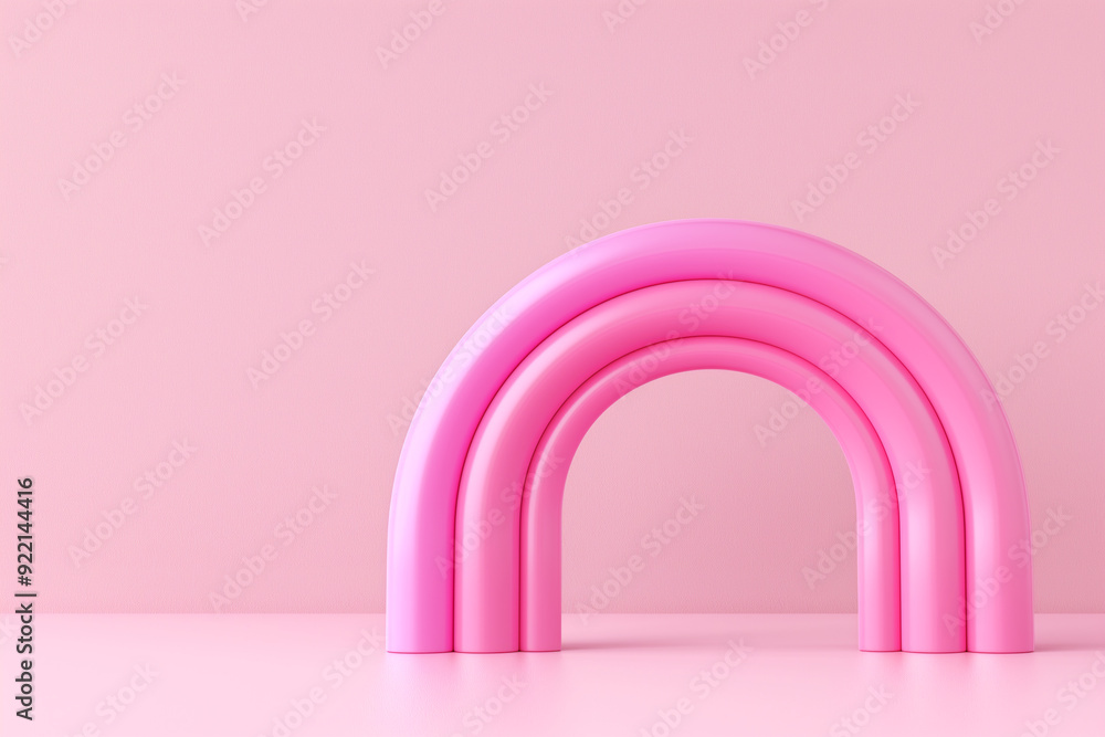 Product Display, Pink monochrome rainbow arch on matching pastel pink background, creating a soft and minimalistic design ideal for children's room decor or creative projects. Product Display, Pink monochrome rainbow arch on matching pastel pink background, creating a soft and minimalistic design ideal for children's room decor or creative projects.