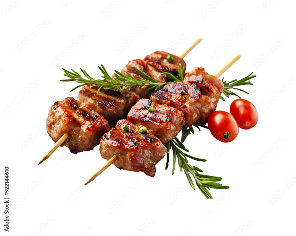 shish kebab on skewers isolated on transparent background, cut out shish kebab on skewers isolated on transparent background, cut out