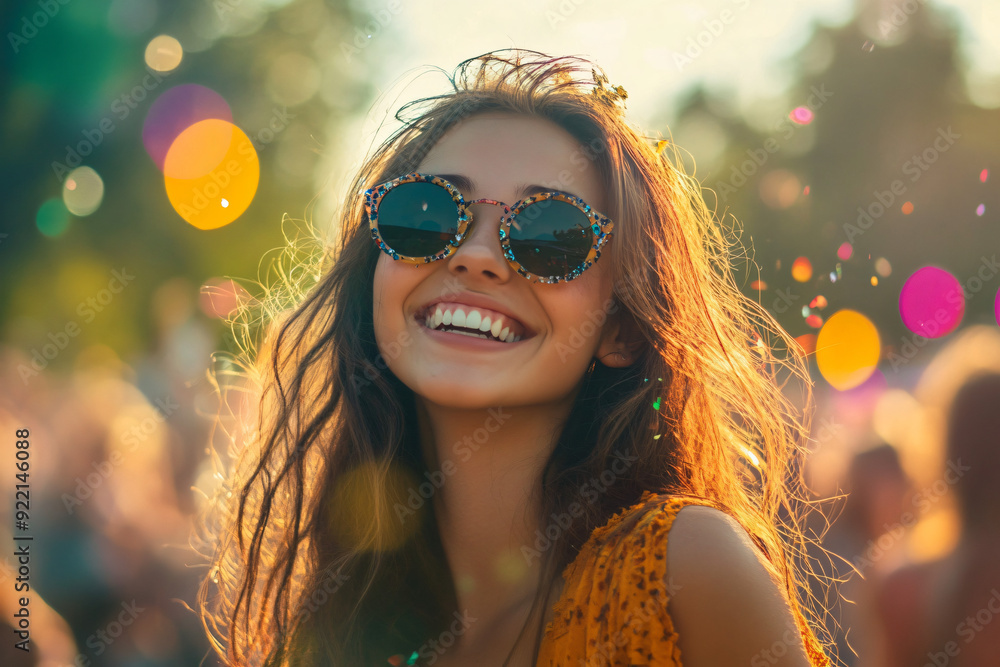 Joyful Celebration: Happy Girl Enjoying a Festival Joyful Celebration: Happy Girl Enjoying a Festival