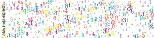 Flying colorful digits and numbers. School math