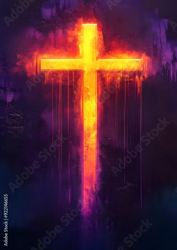 colourful christian cross with Spiritual and Religious Symbolism photo