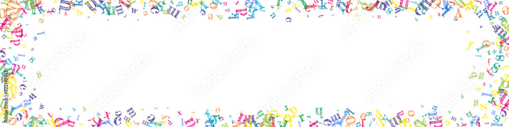 Flying latin letters. Colorful childish scattered Flying latin letters. Colorful childish scattered