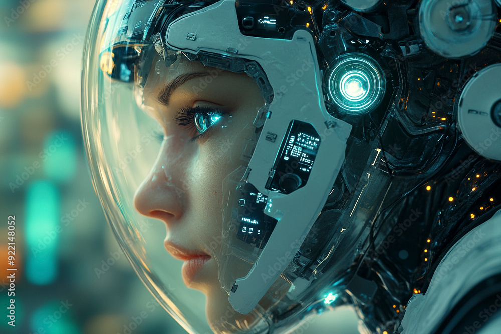 image In a world where technology and humanity coexist, this depiction of a cyborg symbolizes the potential of enhanced human capabilities image In a world where technology and humanity coexist, this depiction of a cyborg symbolizes the potential of enhanced human capabilities