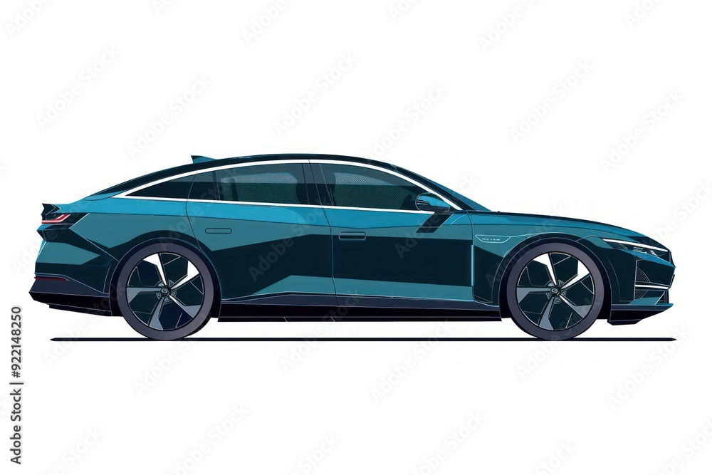 Obraz premium Modern electric sedan illustration