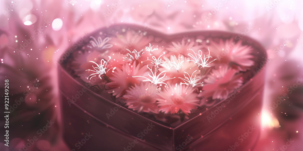 Elegant heart gift box with flowers, ideal for Valentine's, Christmas, birthdays, Mother's Day, and more. Includes space for text Elegant heart gift box with flowers, ideal for Valentine's, Christmas, birthdays, Mother's Day, and more. Includes space for text