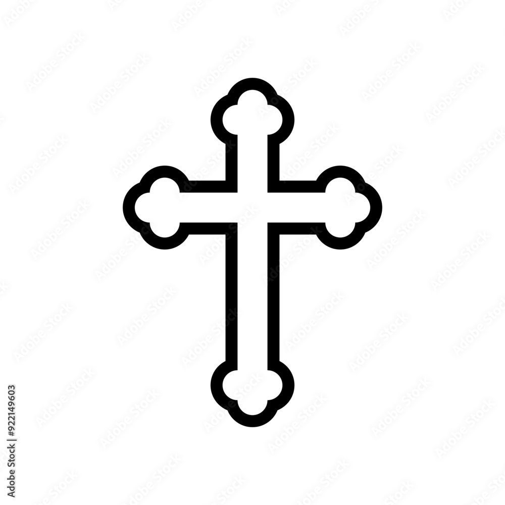 Black christian outline cross on white background. Vector simple icon. Black christian outline cross on white background. Vector simple icon.