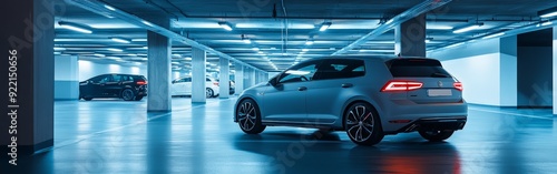 Single Car in Modern Spacious Underground Parking Lot