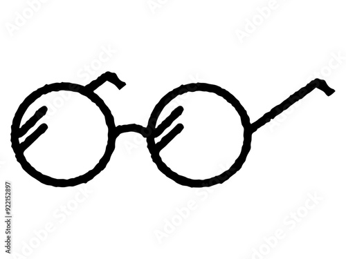 眼鏡の手描き線画　ベクター素材