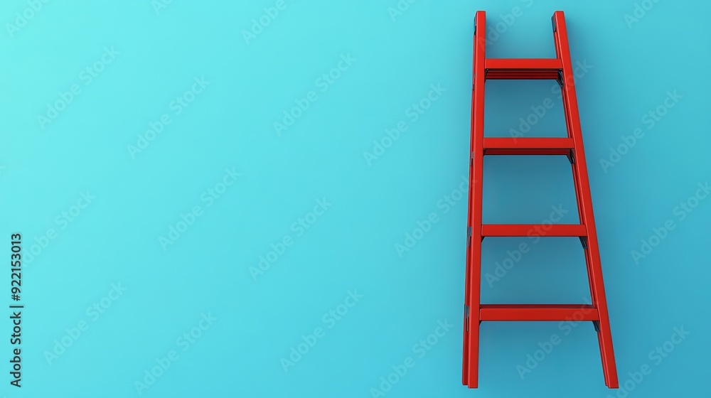 Red ladder on blue background. Challenge concept