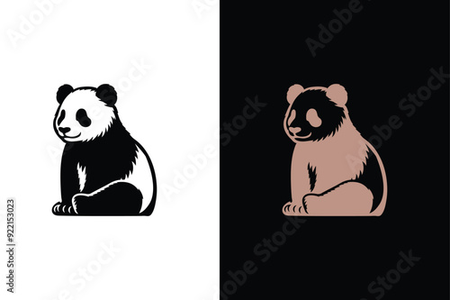 Panda  vector illustration, panda silhouette vector icon on white background.