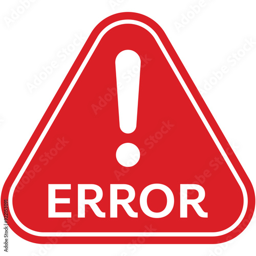 Error warning sign on white background. Warning triangle with exclamation mark. The failure sign of loading