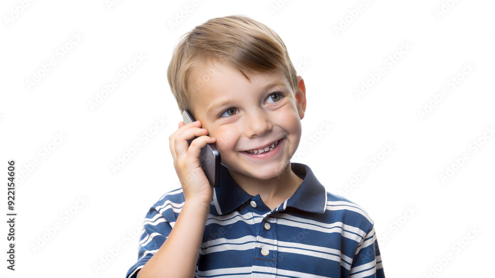 Boy talking on smartphone isolated on transparent background Boy talking on smartphone isolated on transparent background