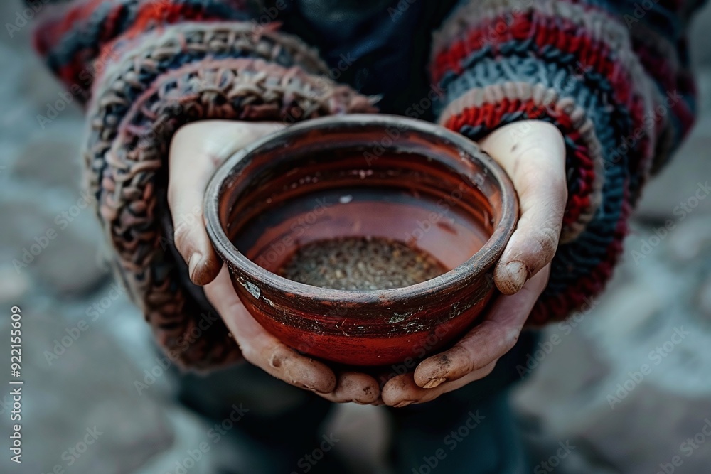 ai generative beggar holding an empty bowl ai generative beggar holding an empty bowl