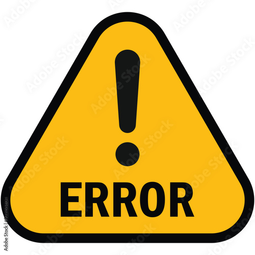 Error warning sign on white background. Warning triangle with exclamation mark.