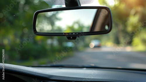 blank white rear view mirror inside car