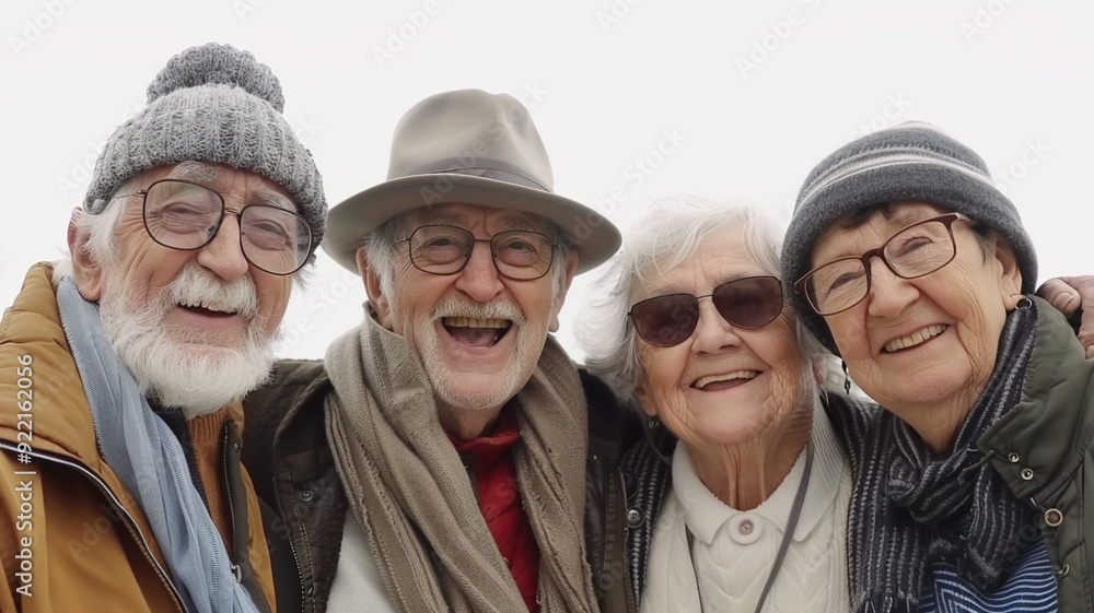 elder friends smiling isolated on white background elder friends smiling isolated on white background