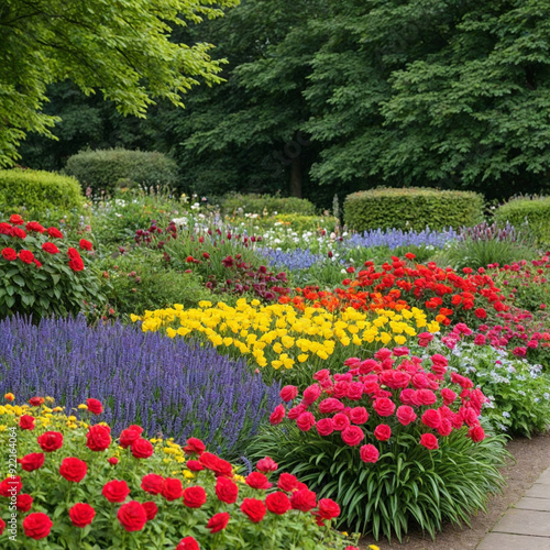 garden with tulips photo