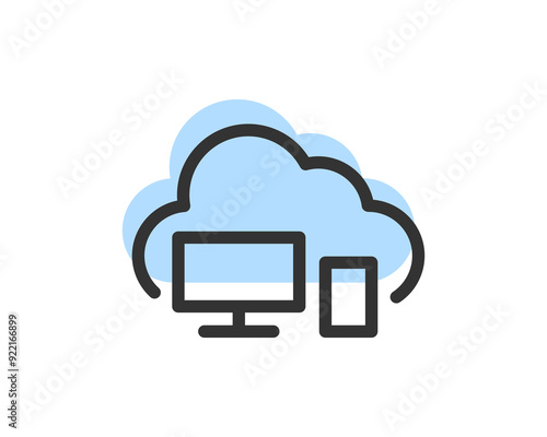Cloud Storage And Data Transfer Vector Icon. Computing Service And Network Related Line Icons. Database And Server, Cyber Security, Digital Transformation.