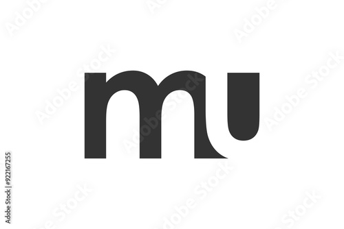 MU creative geometric initial based modern and minimal logo. Letter m u trendy fonts.