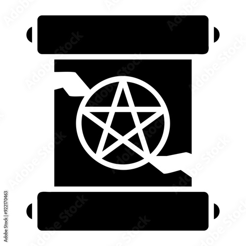 Ancient Scroll with Pentagram Glyph Icon