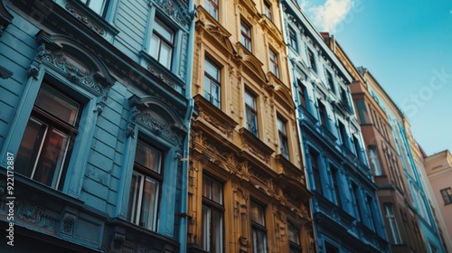 Facade of Colorful Buildings in European City