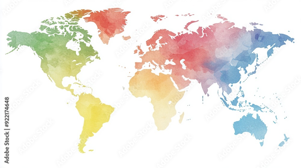 Fototapeta premium Colorful Watercolor World Map