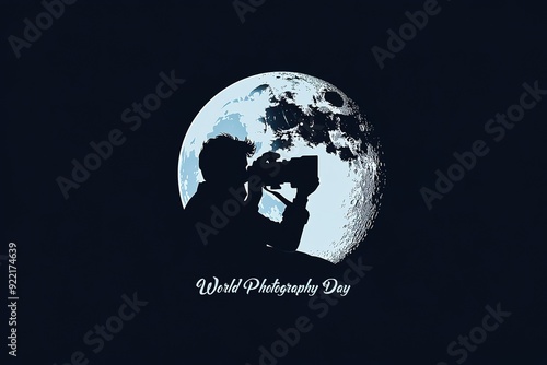 World Photography Day with World Map Background, photographer taking photo. World Photography Day social media banner and instagram banner post design