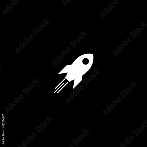 Launch spaceship icon isolated on dark background photo