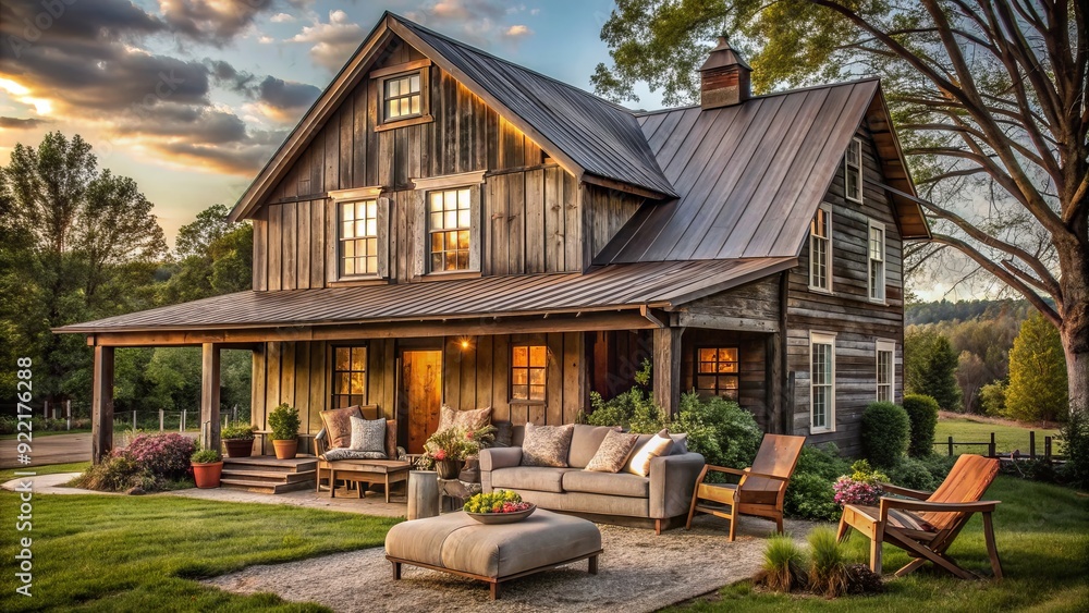 Rustic Farmhouse: Reclaimed wood, cozy textiles, muted earth tones, antique accents, country charm Rustic Farmhouse: Reclaimed wood, cozy textiles, muted earth tones, antique accents, country charm