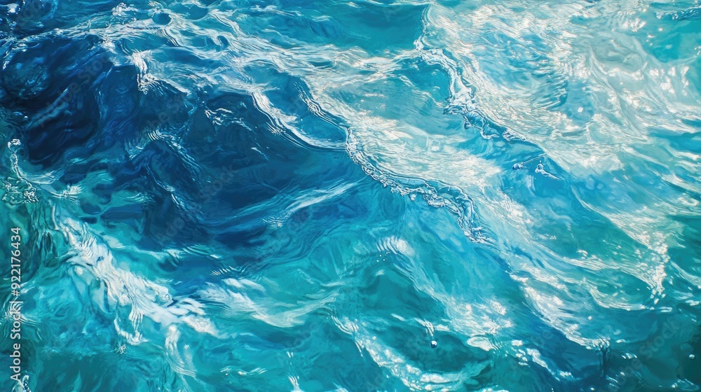 Close-up of crystal-clear blue water, highlighting the textures and movement of the waves, ideal for a refreshing summer vibe. Close-up of crystal-clear blue water, highlighting the textures and movement of the waves, ideal for a refreshing summer vibe.