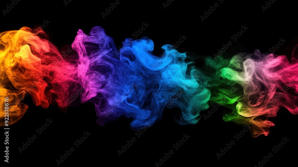 Abstract smoke isolated on black background,Rainbow smoke of Joss stick Abstract smoke isolated on black background,Rainbow smoke of Joss stick