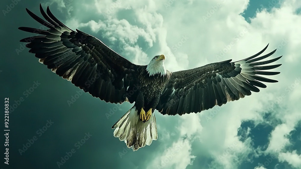 Naklejka premium A large eagle is flying in the sky