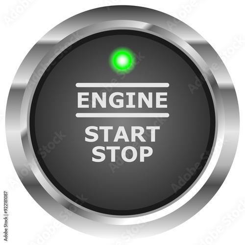 Modern car Start Stop Engine button, Car ignition button