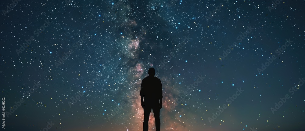 Silhouette of a Man Underneath the Milky Way Silhouette of a Man Underneath the Milky Way