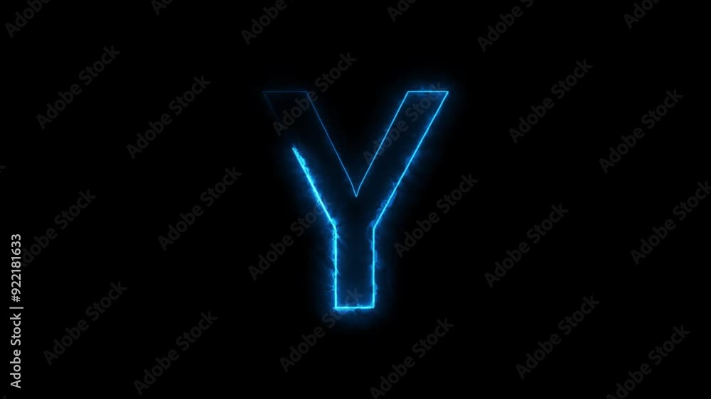 Abstract Bright Neon Blue Alphabet Symbol, Neon Lettering Animation. Abstract Bright Neon Blue Alphabet Symbol, Neon Lettering Animation.