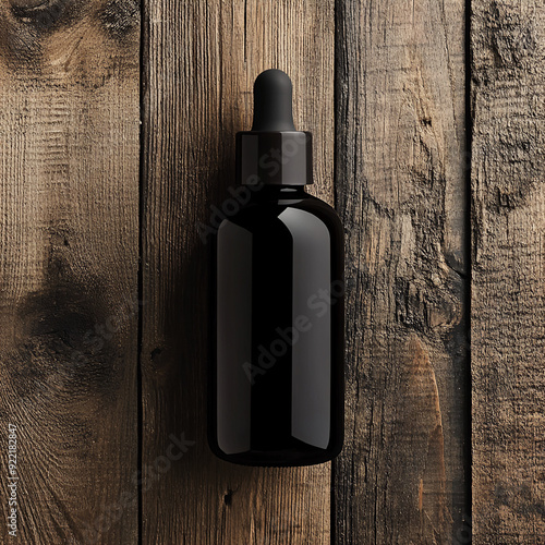 cream dark bottle mockup on the wood rales backgrounds