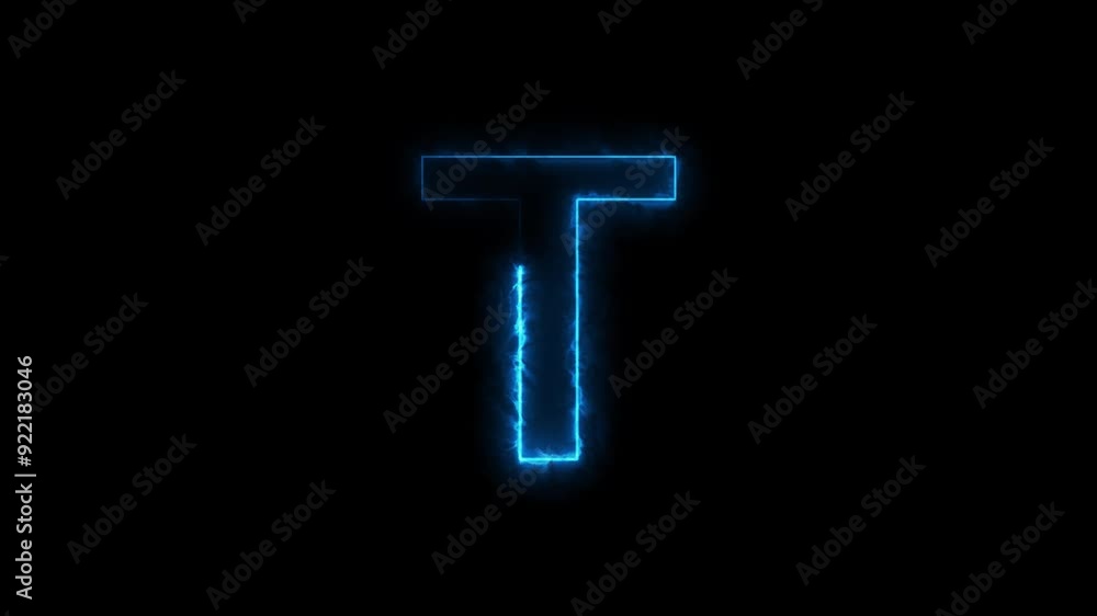 Abstract Bright Neon Blue Alphabet Symbol, Neon Lettering Animation. Abstract Bright Neon Blue Alphabet Symbol, Neon Lettering Animation.