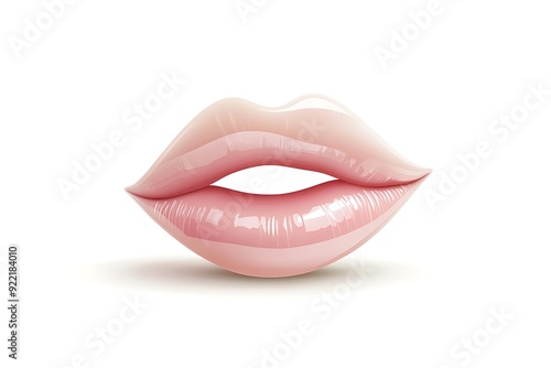 Realistic smiling female lips on white background  illustration photo