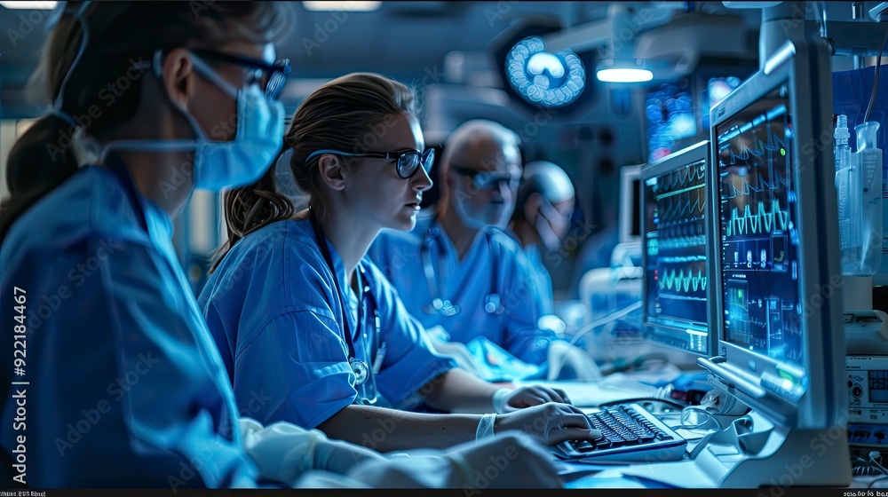 Medical teams from different departments coordinating patient care, with medical charts and equipment, showcasing teamwork in healthcare settings Medical teams from different departments coordinating patient care, with medical charts and equipment, showcasing teamwork in healthcare settings